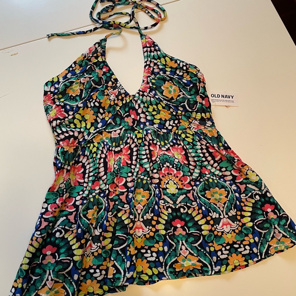 Bright, Colorful Crinkle Gauze Halter
